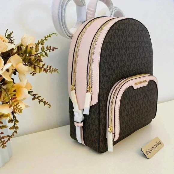 NWT Michael Kors Jaycee Medium Zip Pocket Backpack powder blush - Picture 4 of 10
